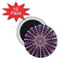 Red White Blue Kaleidoscopic Star Flower Design 1 75  Magnets (10 Pack)  by yoursparklingshop