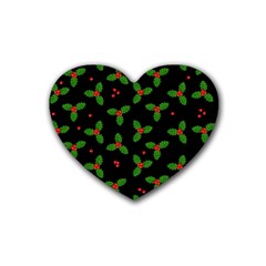 Christmas Pattern Rubber Coaster (heart)  by Valentinaart