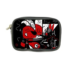 Red Black And White Abstraction Coin Purse by Valentinaart