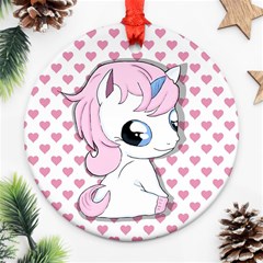 Baby Unicorn Round Ornament (two Sides) by Valentinaart