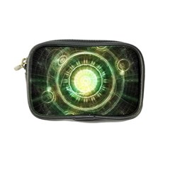 Green Chaos Clock, Steampunk Alchemy Fractal Mandala Coin Purse by jayaprime