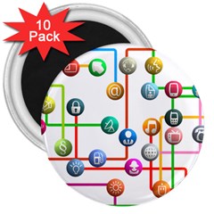 Icon Media Social Network 3  Magnets (10 Pack)  by Celenk