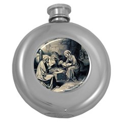 The Birth Of Christ Round Hip Flask (5 Oz) by Valentinaart