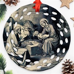 The Birth Of Christ Ornament (round Filigree) by Valentinaart