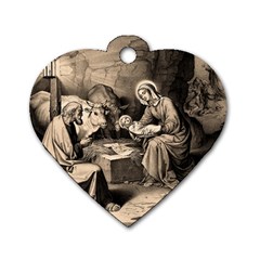 The Birth Of Christ Dog Tag Heart (one Side) by Valentinaart