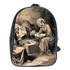 The Birth Of Christ School Bag (xl) by Valentinaart