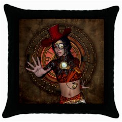 Steampunk, Wonderful Steampunk Lady Throw Pillow Case (black) by FantasyWorld7