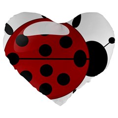 Ladybug Insects Colors Alegre Large 19  Premium Flano Heart Shape Cushions by Celenk