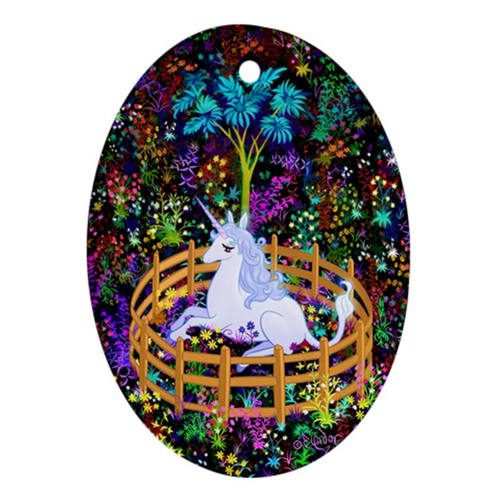 The Last Unicorn in Captivity Oval Ornament