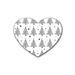 Christmas Tree - Pattern Rubber Coaster (heart)  by Valentinaart