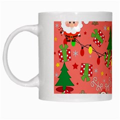 Santa And Rudolph Pattern White Mugs by Valentinaart