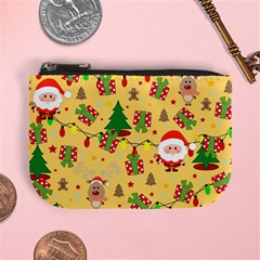 Santa And Rudolph Pattern Mini Coin Purses by Valentinaart