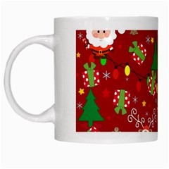 Santa And Rudolph Pattern White Mugs by Valentinaart