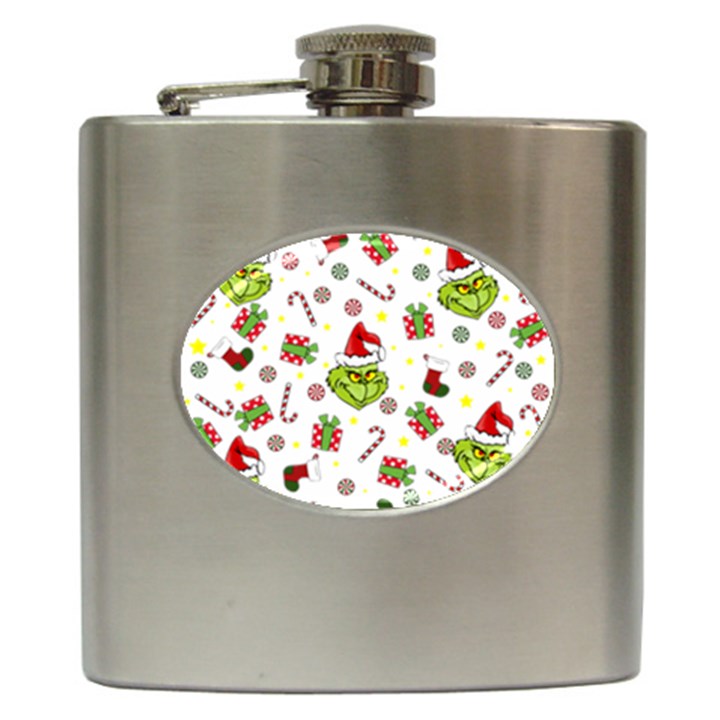 Grinch pattern Hip Flask (6 oz)