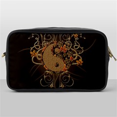 The Sign Ying And Yang With Floral Elements Toiletries Bags by FantasyWorld7