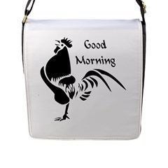 Black Rooster Crowing The Good Morning Alarm Flap Messenger Bag (l)  by WayfarerApothecary