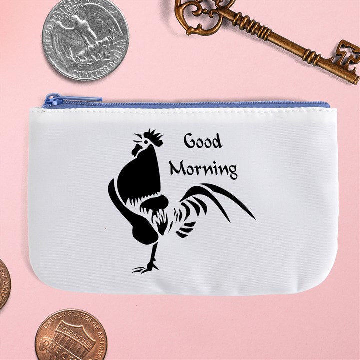 Black Rooster Crowing the Good Morning Alarm Large Coin Purse