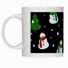 Snowman Pattern White Mugs by Valentinaart