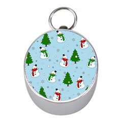 Snowman Pattern Mini Silver Compasses by Valentinaart