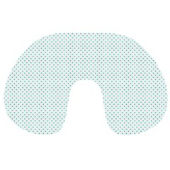 Tiffany Aqua Blue Candy Polkadot Hearts On White Travel Neck Pillows by PodArtist