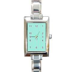 Classy Tiffany Aqua Blue Sailor Stripes Rectangle Italian Charm Watch by PodArtist