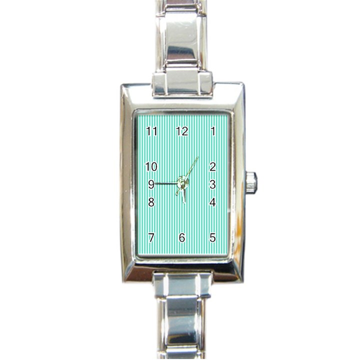 Classy Tiffany Aqua Blue Sailor Stripes Rectangle Italian Charm Watch