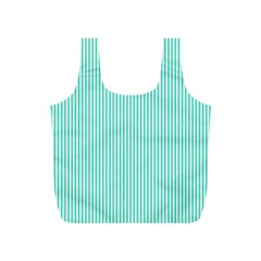 Classy Tiffany Aqua Blue Sailor Stripes Full Print Recycle Bags (s)  by PodArtist