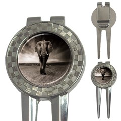 Elephant Black And White Animal 3-in-1 Golf Divots by Celenk