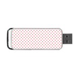 Small Christmas Red Polka Dot Hearts On Snow White Portable USB Flash (Two Sides) Back