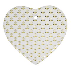 Gold Scales Of Justice On White Repeat Pattern All Over Print Ornament (heart) by PodArtist