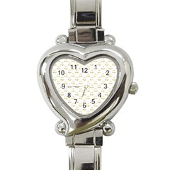 Gold Scales Of Justice On White Repeat Pattern All Over Print Heart Italian Charm Watch by PodArtist