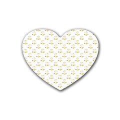 Gold Scales Of Justice On White Repeat Pattern All Over Print Heart Coaster (4 Pack)  by PodArtist