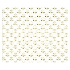 Gold Scales Of Justice On White Repeat Pattern All Over Print Double Sided Flano Blanket (small)  by PodArtist