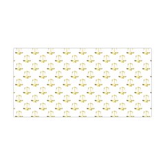 Gold Scales Of Justice On White Repeat Pattern All Over Print Yoga Headband by PodArtist