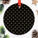 Gold Scales Of Justice on Black Repeat Pattern All Over Print  Round Ornament (Two Sides) Front