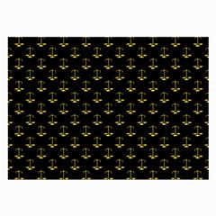 Gold Scales Of Justice On Black Repeat Pattern All Over Print  Large Glasses Cloth (2-side) by PodArtist