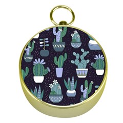 Cactus Pattern Gold Compasses by allthingseveryone