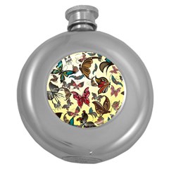 Colorful Butterflies Round Hip Flask (5 Oz) by allthingseveryone