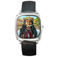 Apache Tribe Warrior Chiricahua Apache Tribe Square Metal Watch by allthingseveryone