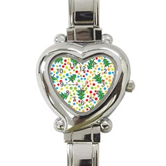 Pattern Circle Multi Color Heart Italian Charm Watch by Celenk