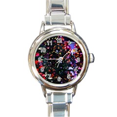 Abstract Background Celebration Round Italian Charm Watch by Celenk