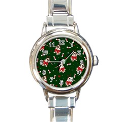 Pug Xmas Pattern Round Italian Charm Watch by Valentinaart