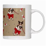 Pug Xmas Pattern White Mugs Right