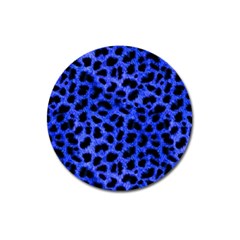 Blue Cheetah Print  Magnet 3  (round) by Bigfootshirtshop