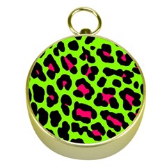 Neon Green Leopard Print Gold Compasses by allthingseveryone