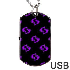 Purple Pisces On Black Background Dog Tag Usb Flash (one Side) by allthingseveryone