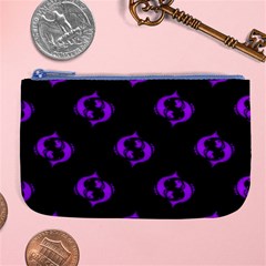 Purple Pisces On Black Background Large Coin Purse by allthingseveryone