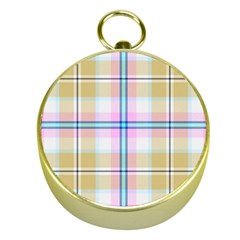 Pink And Yellow Plaid Gold Compasses by allthingseveryone