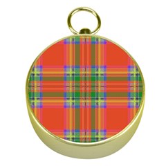 Orange And Green Plaid Gold Compasses by allthingseveryone