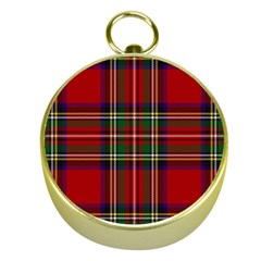 Red Tartan Plaid Gold Compasses by allthingseveryone